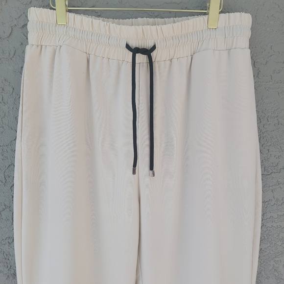 Zara Men's cream with black details draw string cuffed jogger pants size XL - Picture 12 of 16
